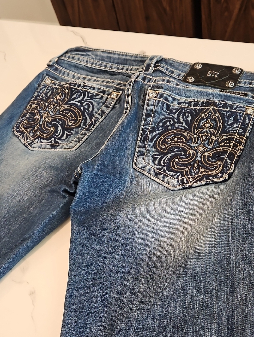 Miss Me Blue Skinny Jeans with Embroidered Back Pockets